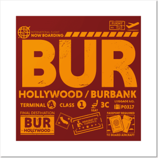 Vintage Hollywood Burbank BUR Airport Code Travel Day Retro Travel Tag California Posters and Art